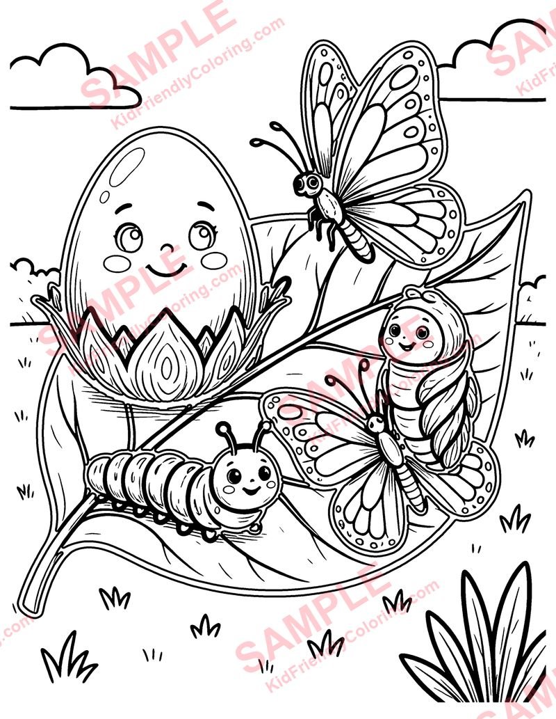 Butterfly Life Cycle coloring page preview