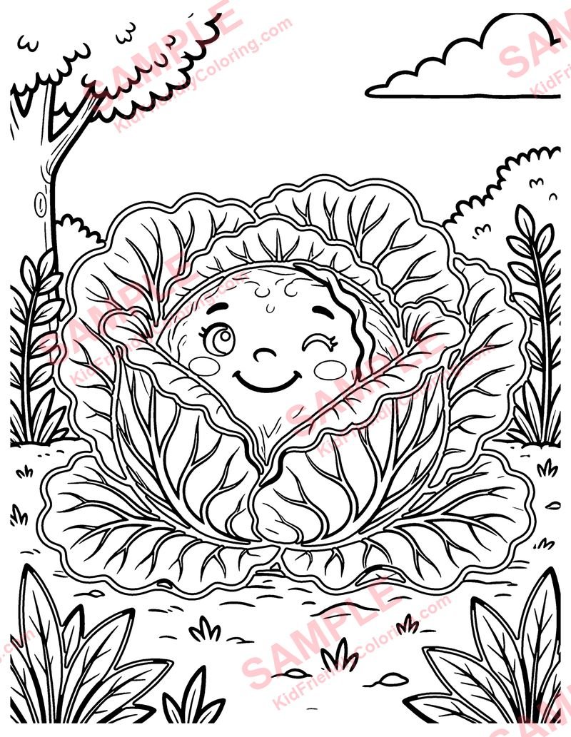 Cabbage coloring page preview