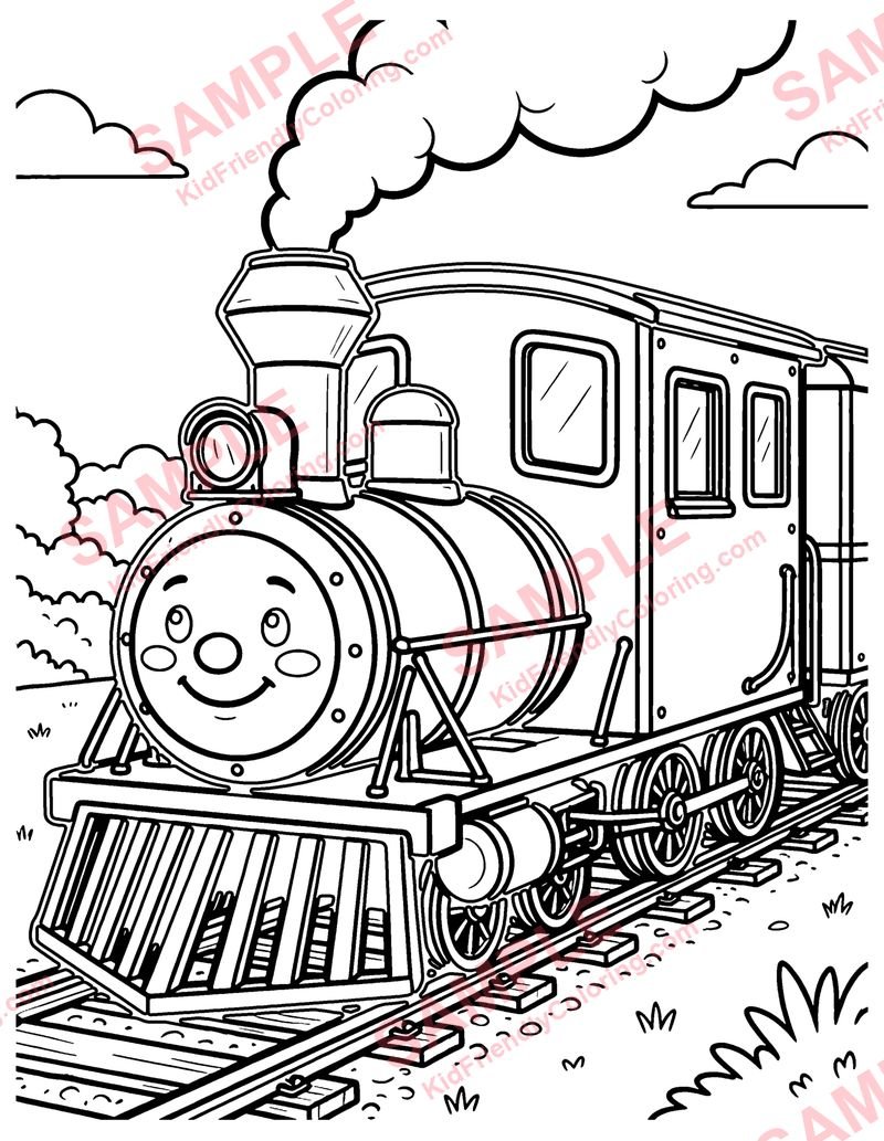 Caboose coloring page preview