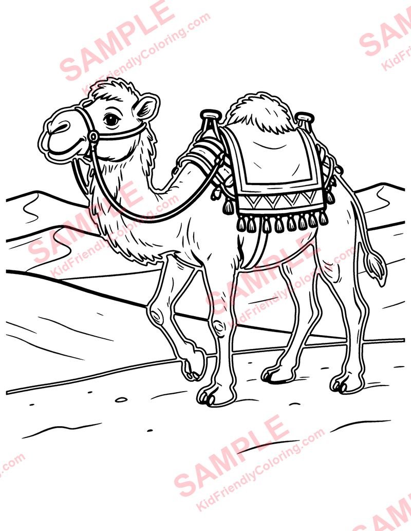 Camel Caravan coloring page preview