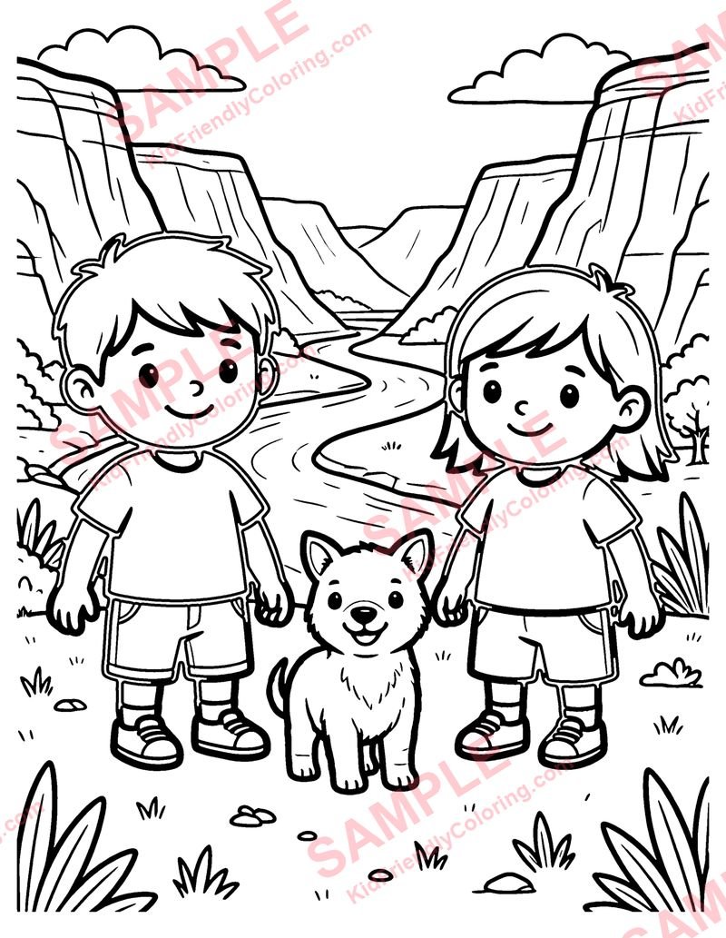 Canyon River coloring page preview