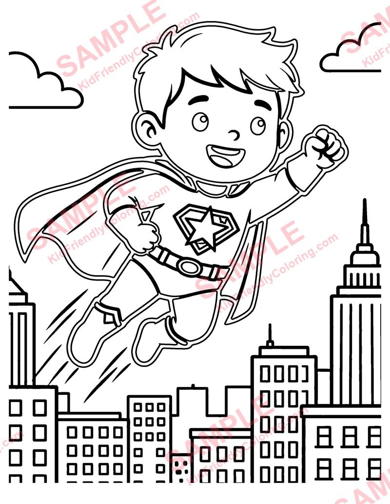 Cape Kid coloring page preview