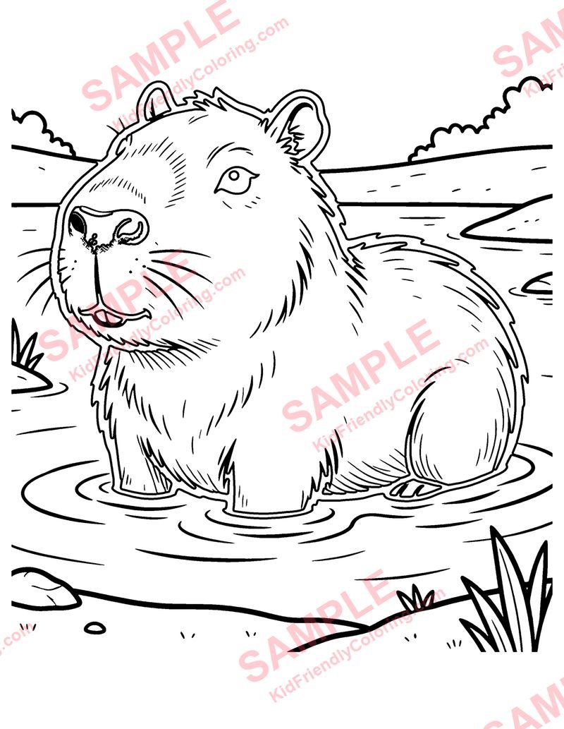 Capybara coloring page preview