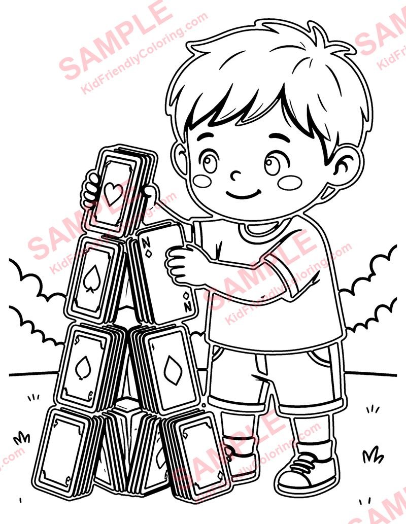 Card Tower coloring page preview
