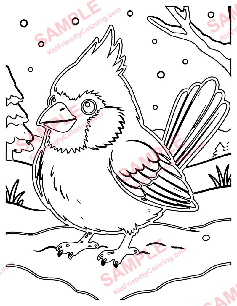 Cardinal coloring page preview