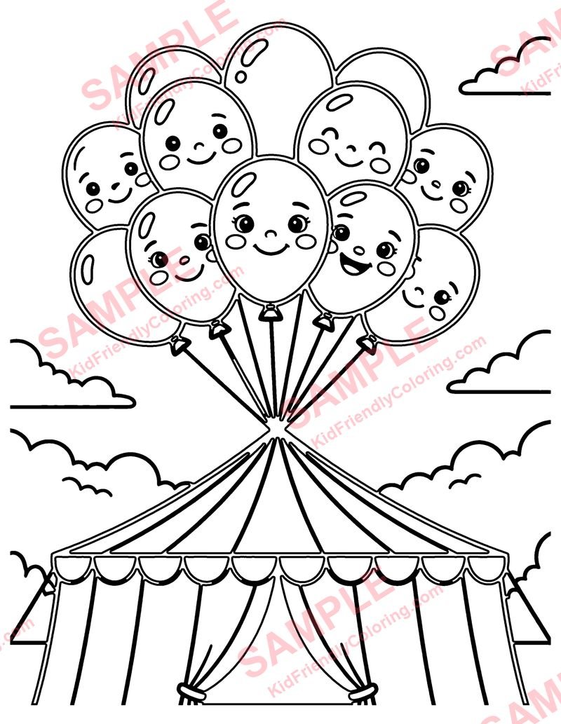 Carnival Balloons coloring page preview