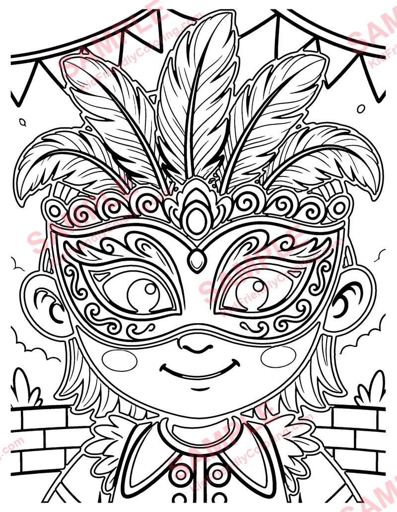 Carnival Mask coloring page preview