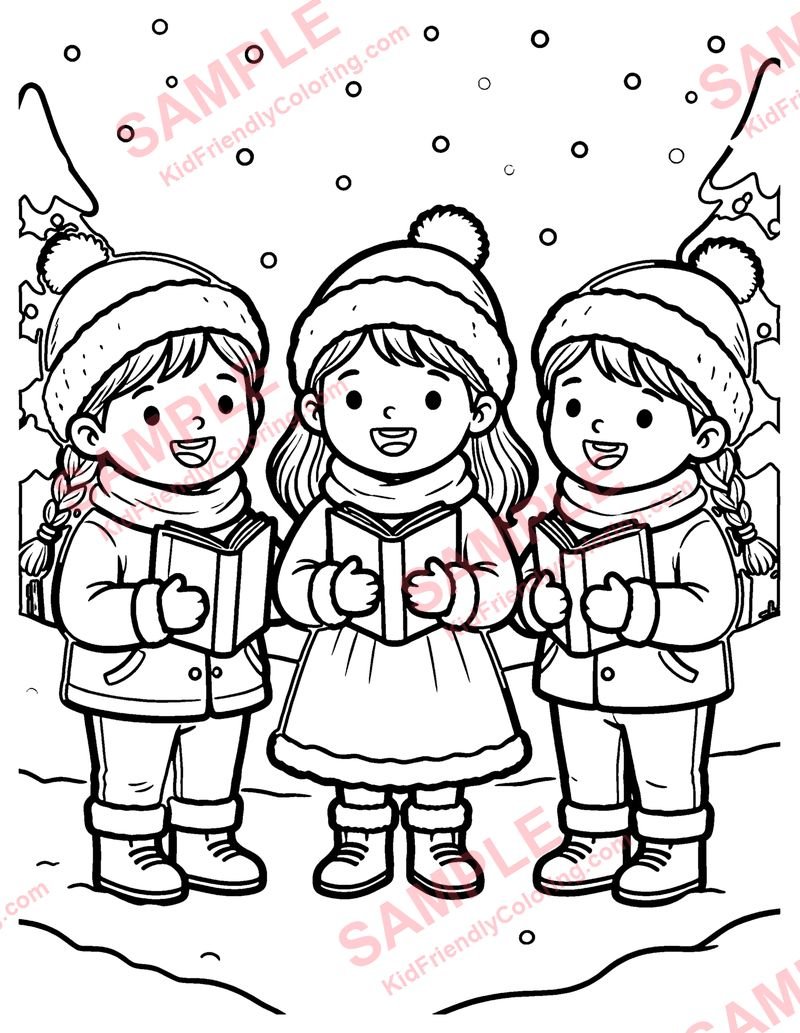 Caroling coloring page preview