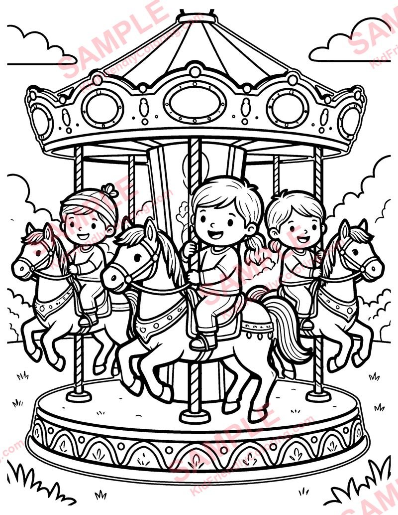 Carousel coloring page preview