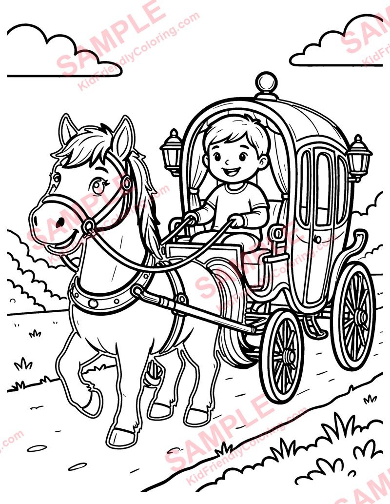 Carriage Horse coloring page preview