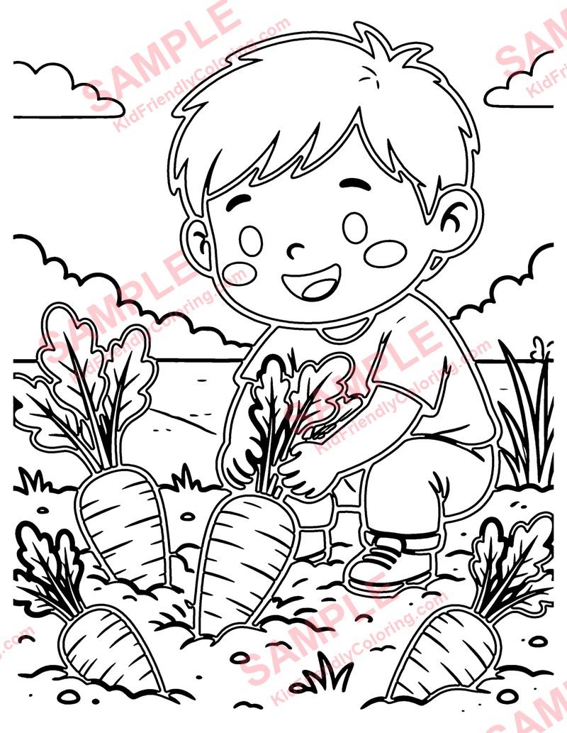 Carrots coloring page preview