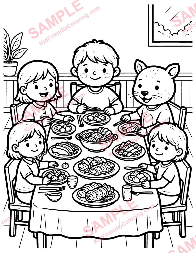 Castle Banquet coloring page preview