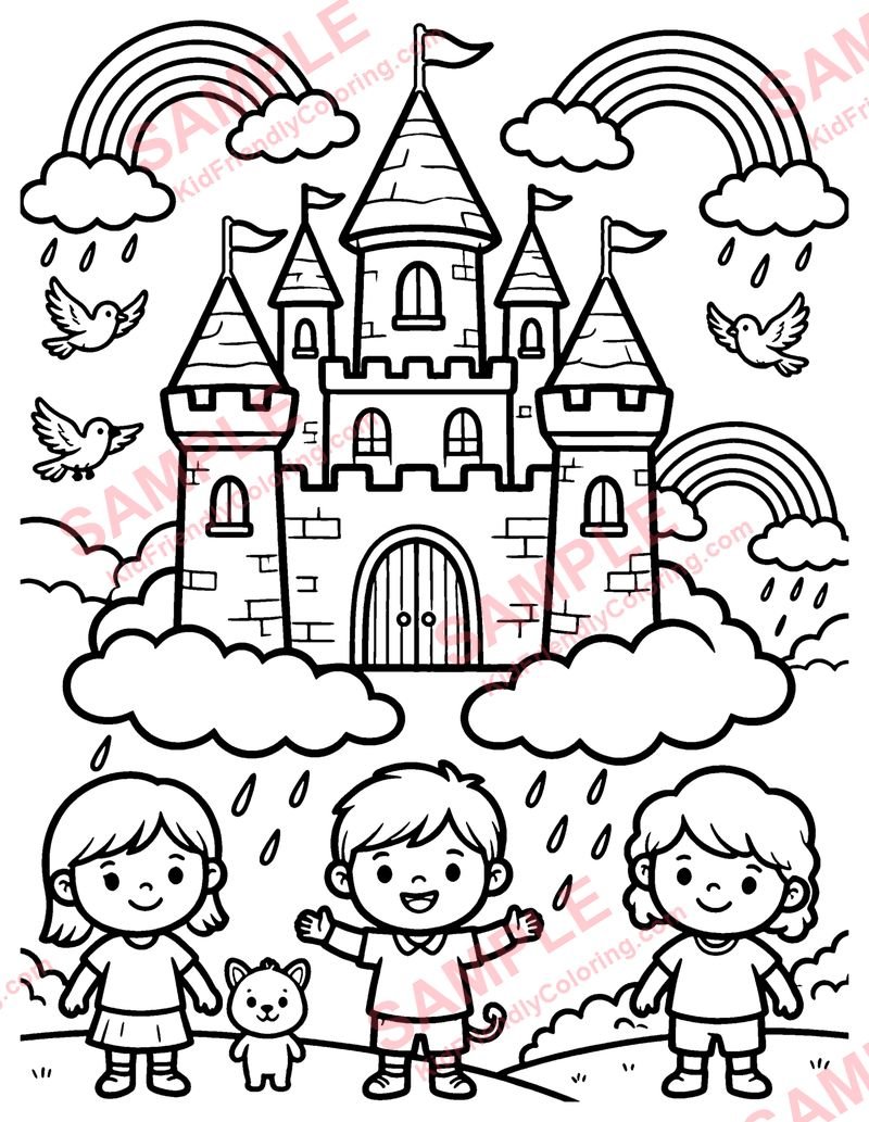 Castle in the Clouds coloring page preview