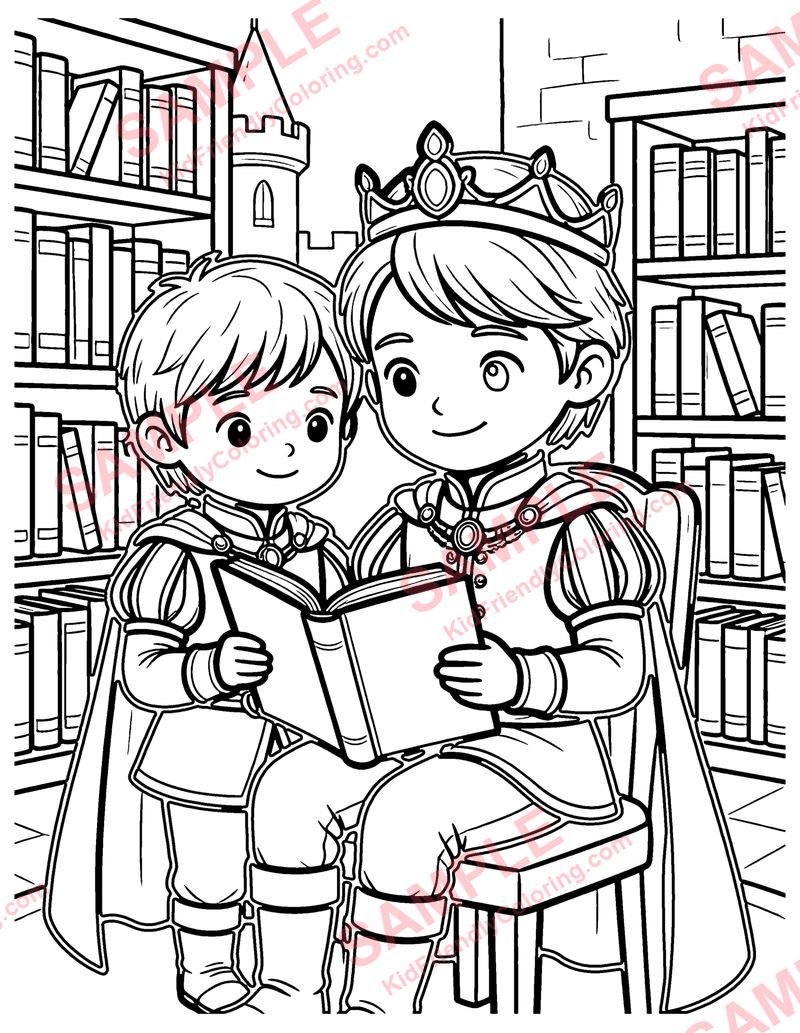 Castle Library coloring page preview