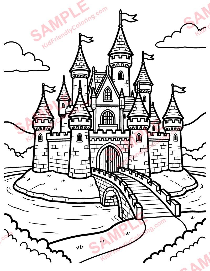 Castle on the Hill coloring page preview