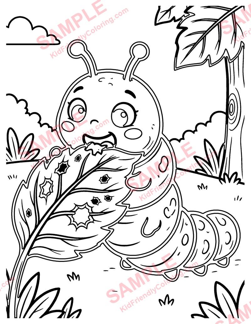 Caterpillar Lunch coloring page preview