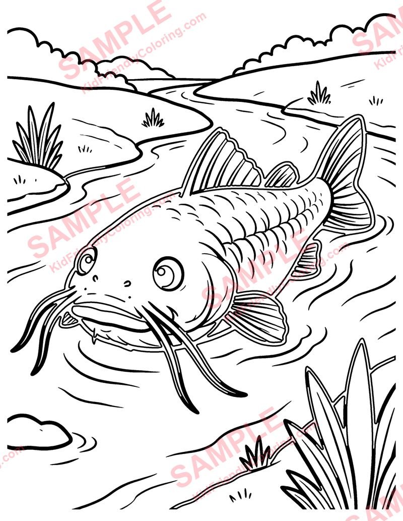 Catfish coloring page preview