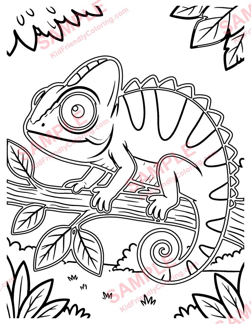 Chameleon coloring page preview