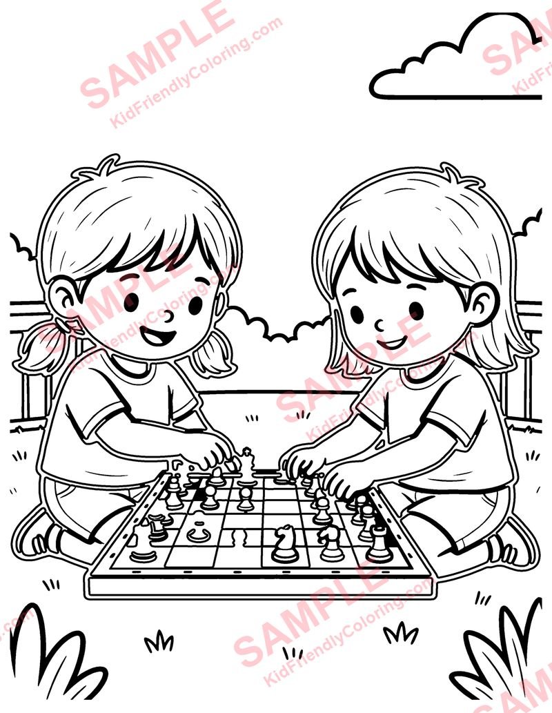 Checkers coloring page preview