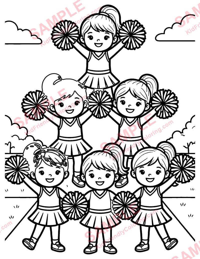 Cheer Pyramid coloring page preview