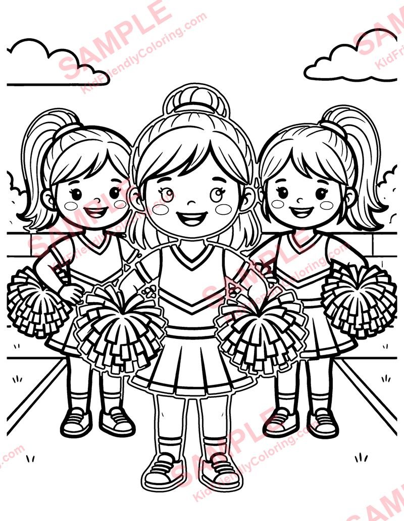 Cheerleaders coloring page preview