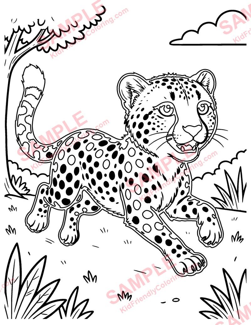 Cheetah coloring page preview