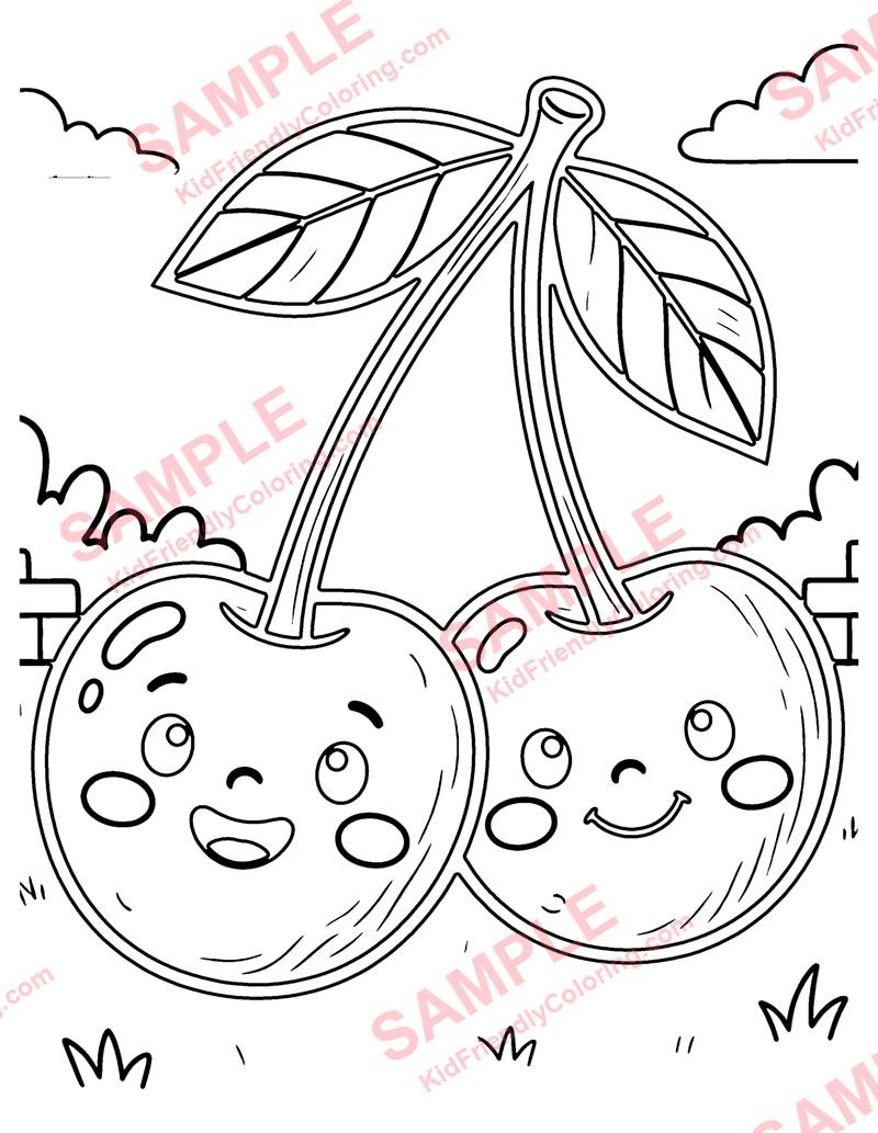 Cherries coloring page preview