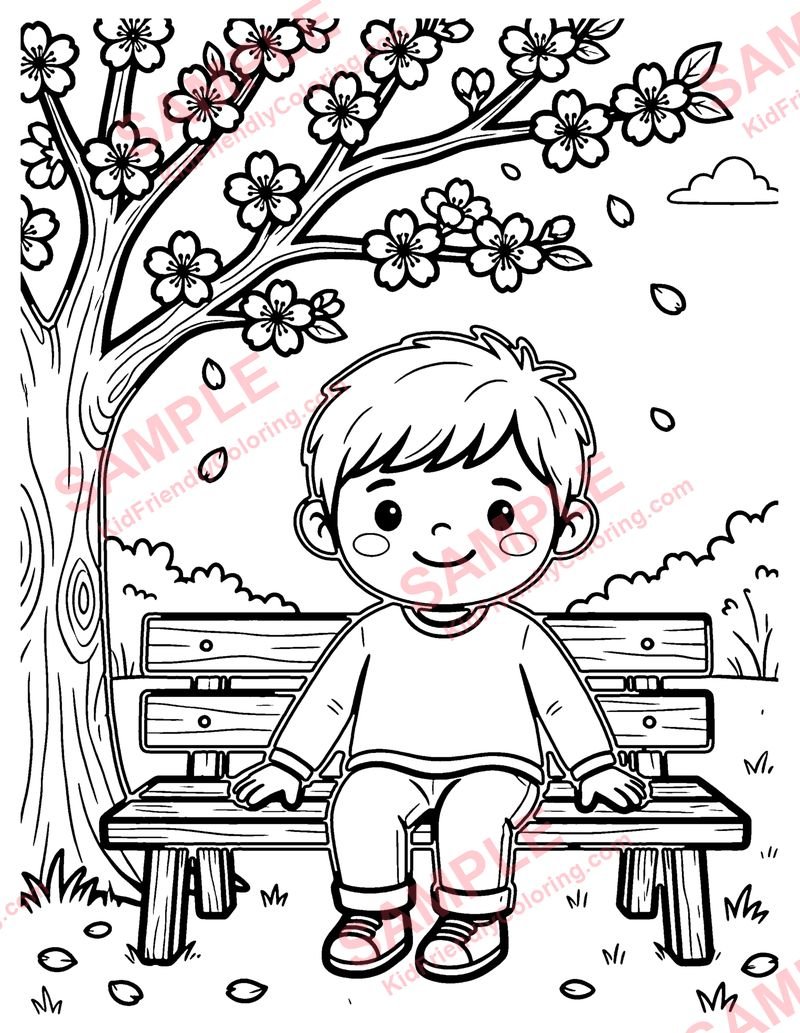 Cherry Blossom Tree coloring page preview