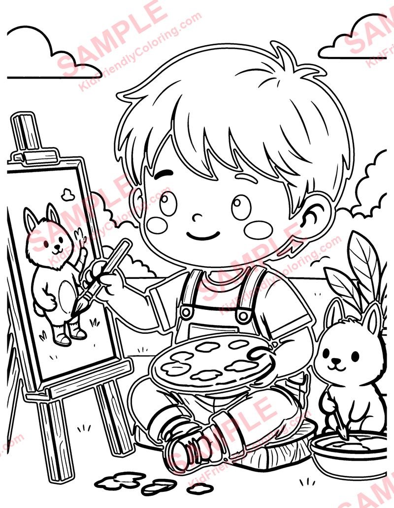 Chibi Artist coloring page preview