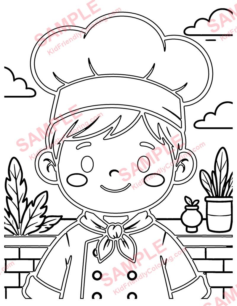Chibi Chef coloring page preview