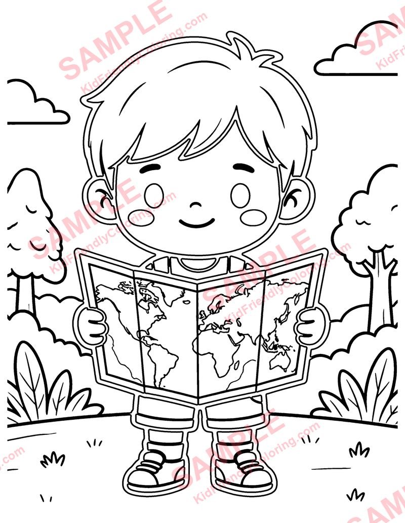 Chibi Explorer coloring page preview