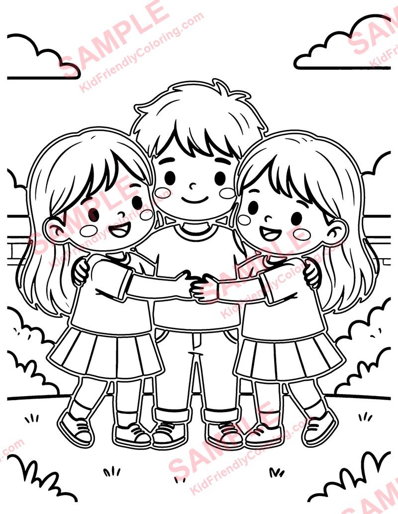 Chibi Friends coloring page preview