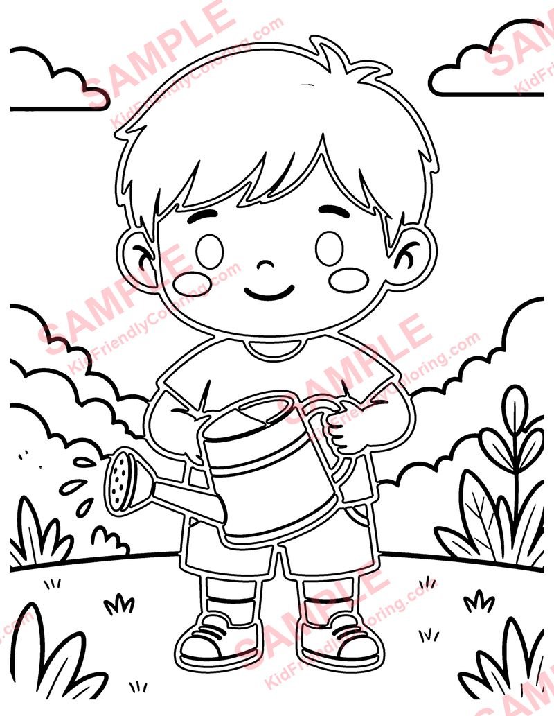 Chibi Gardener coloring page preview