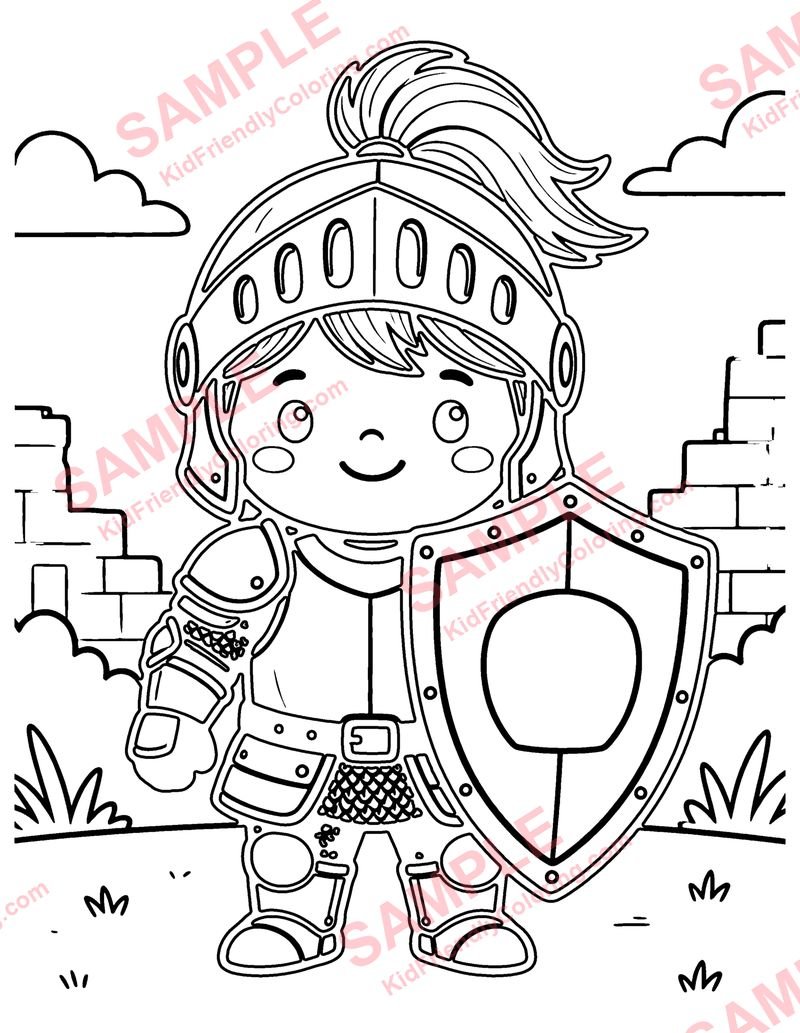Chibi Knight coloring page preview