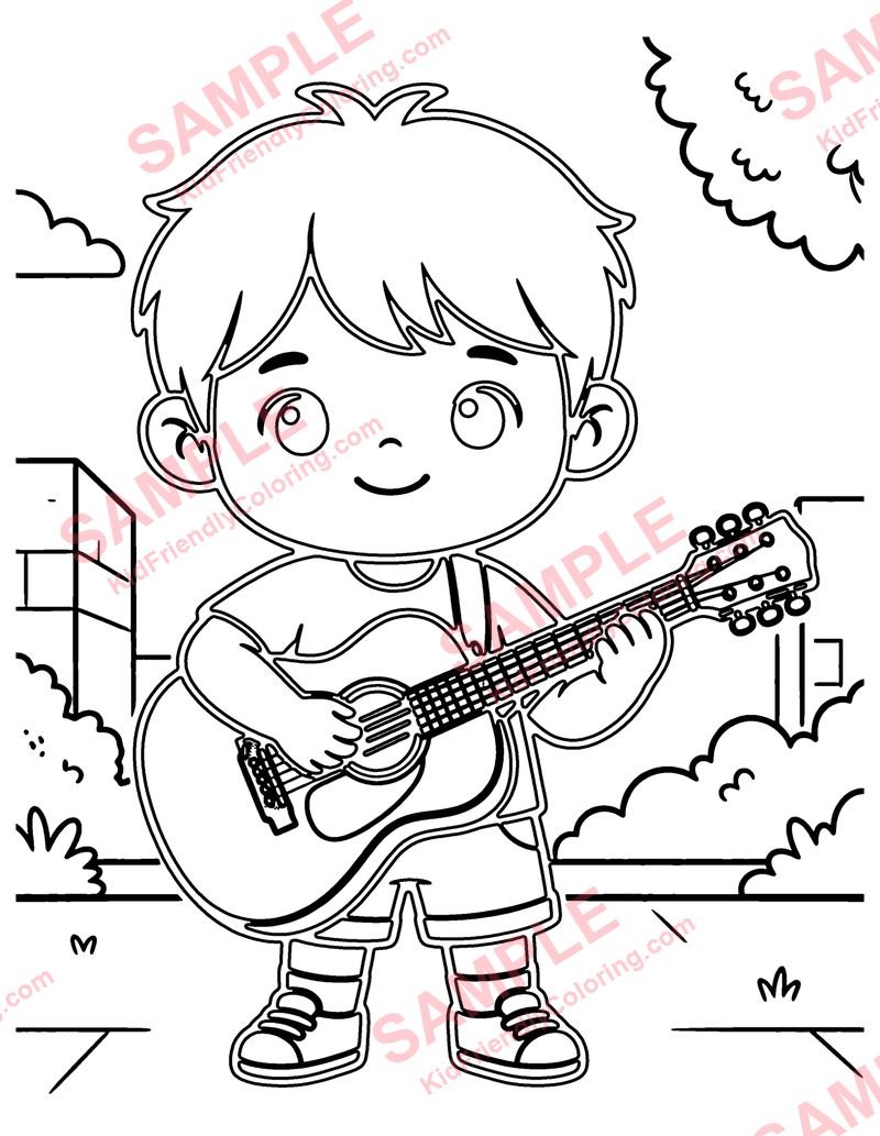 Chibi Musician coloring page preview