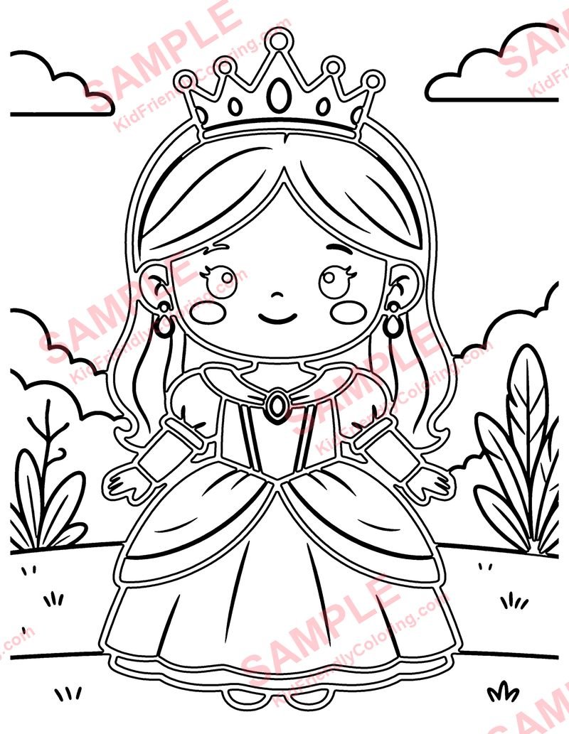 Chibi Princess coloring page preview