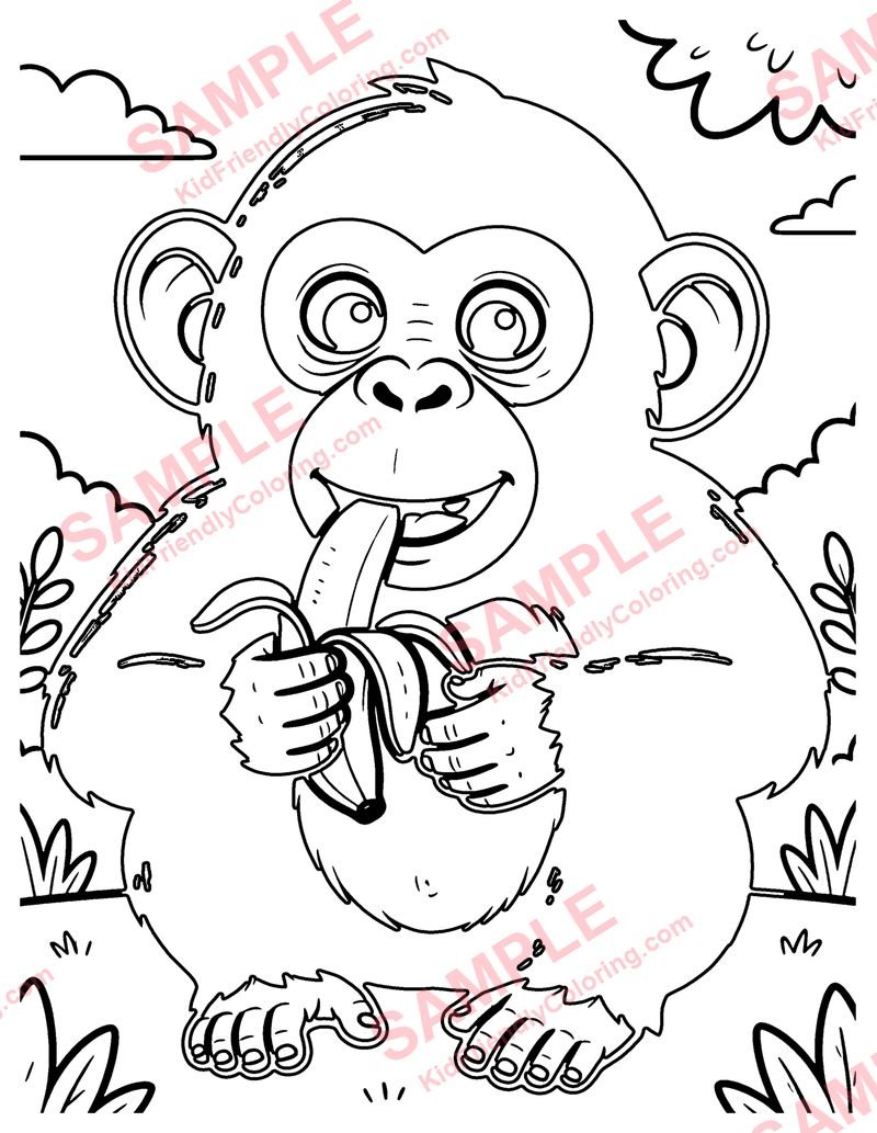Chimpanzee coloring page preview