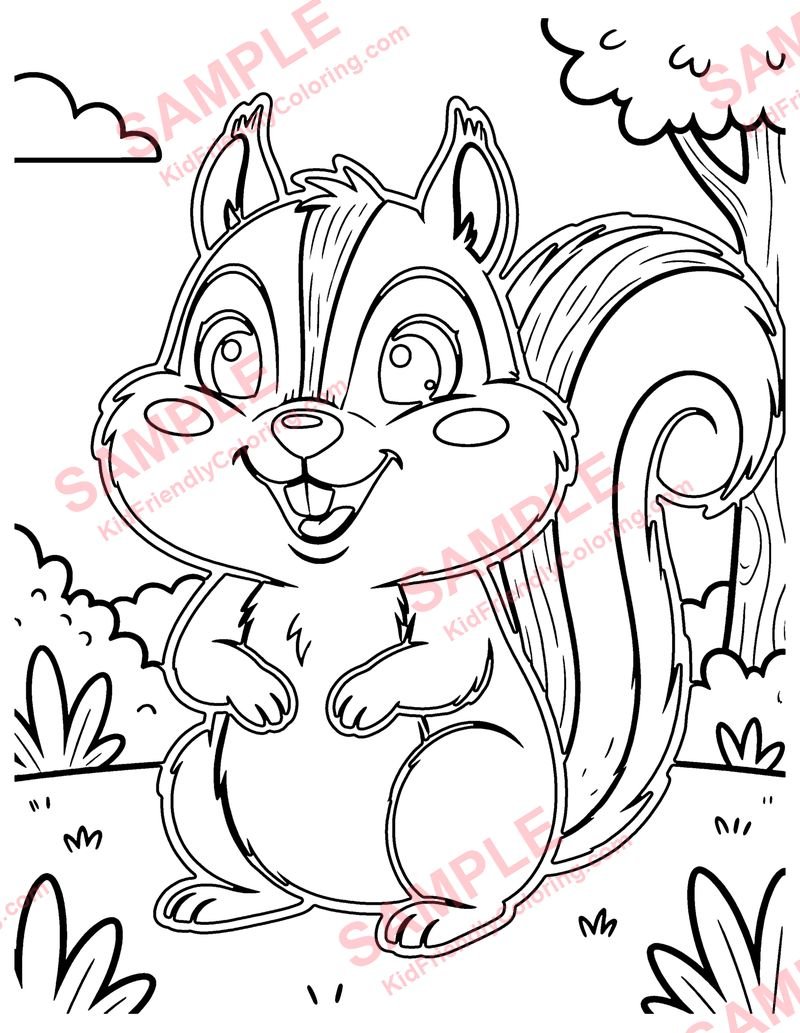 Chipmunk coloring page preview