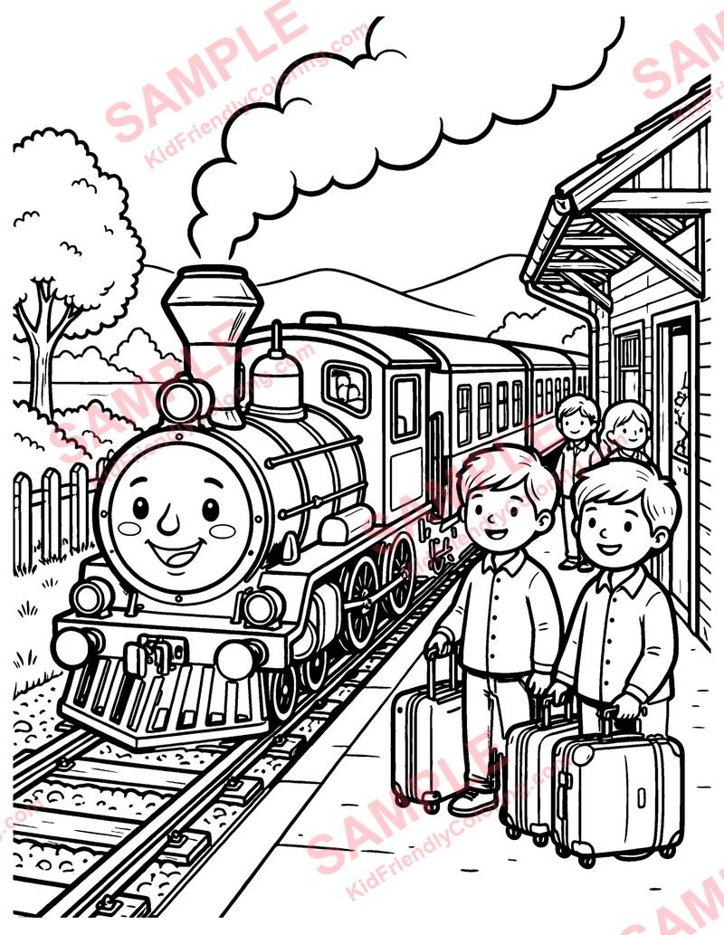 Choo-Choo Station coloring page preview
