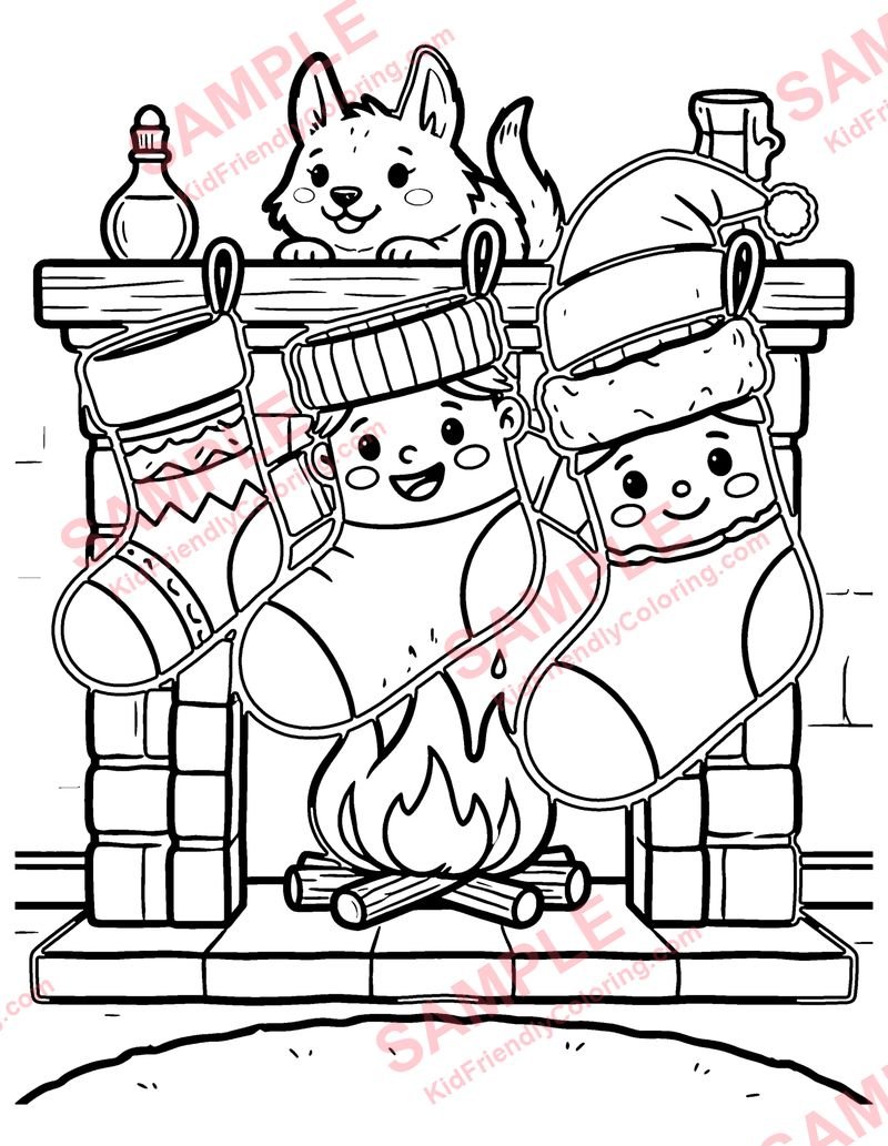 Christmas Stockings coloring page preview