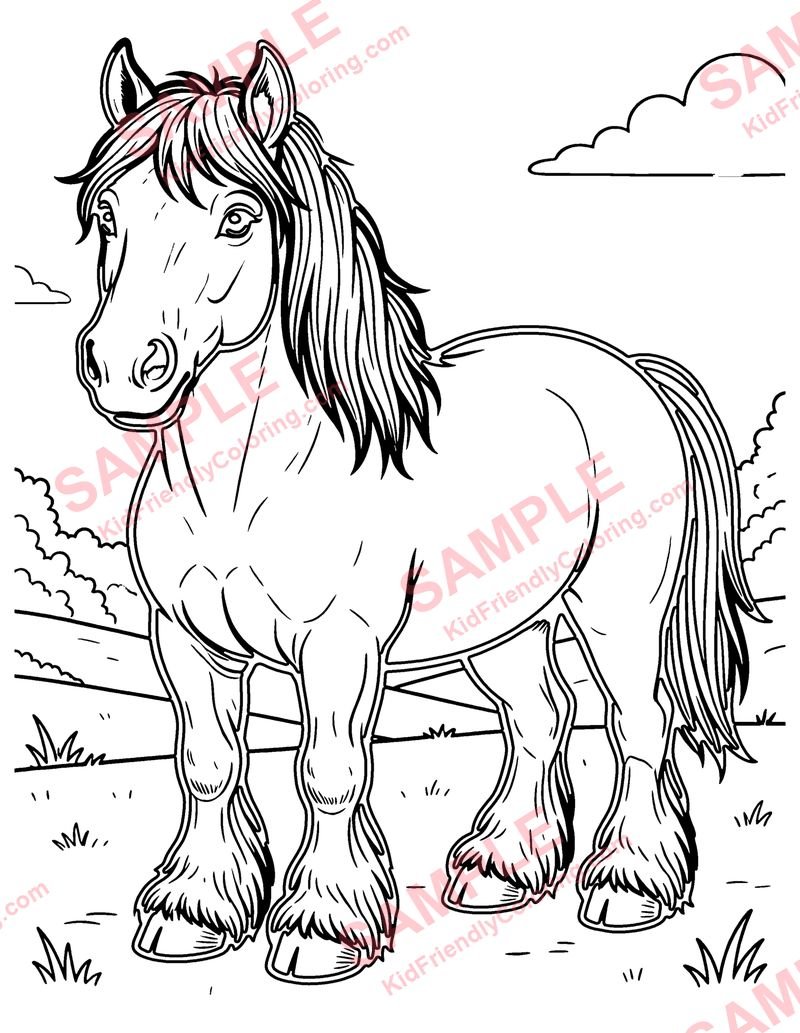 Clydesdale coloring page preview