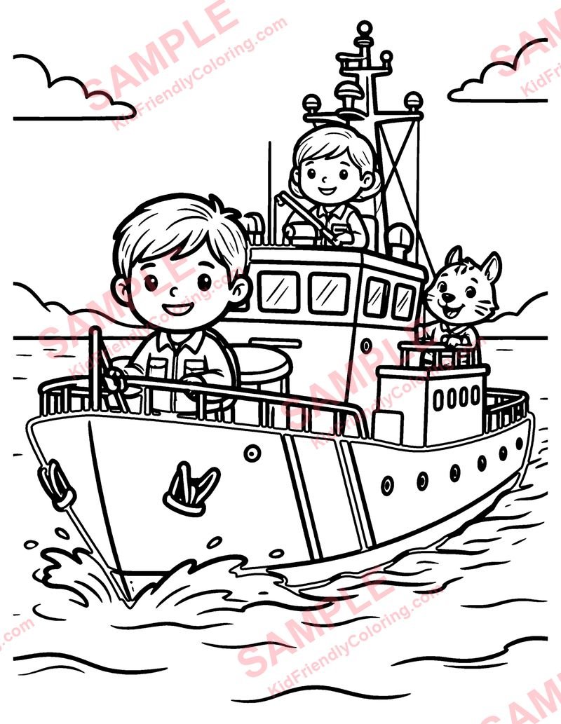 Coast Guard Ship coloring page preview