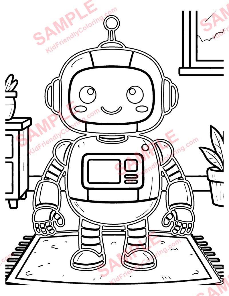 Coding Robot coloring page preview