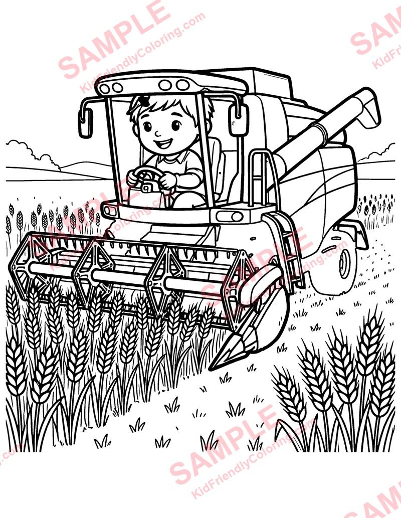 Combine Harvester coloring page preview