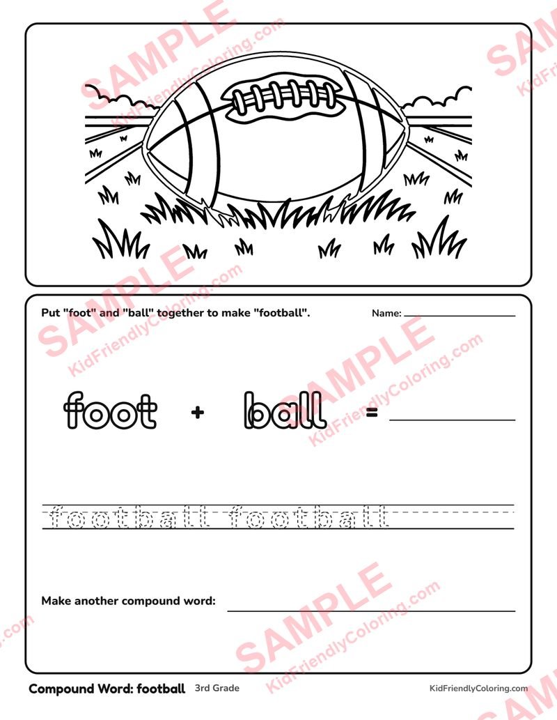 Compound Word: football coloring page preview