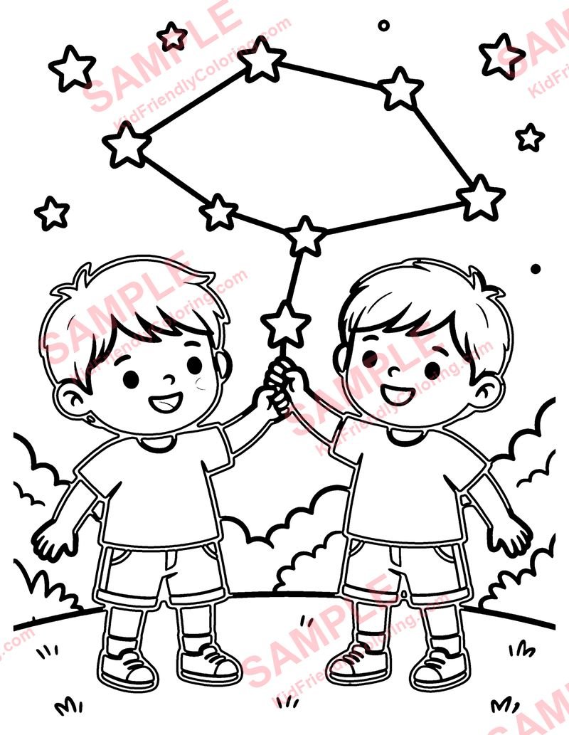 Connect the Stars coloring page preview