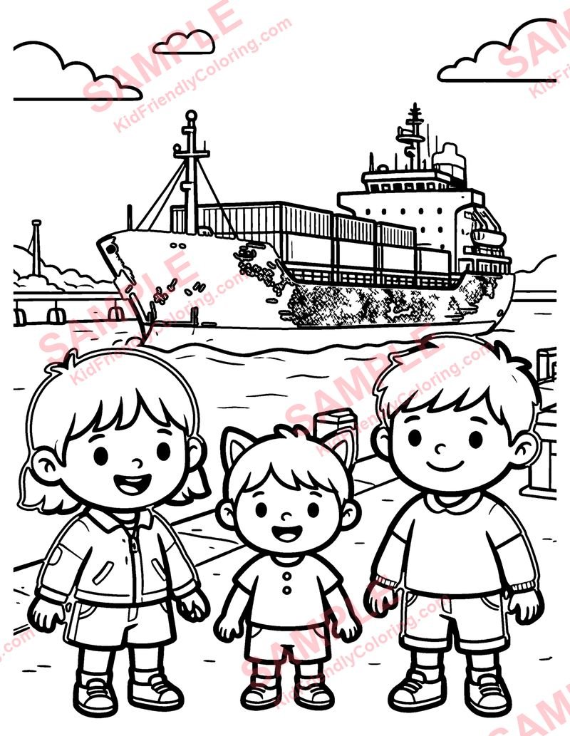 Container Ship coloring page preview