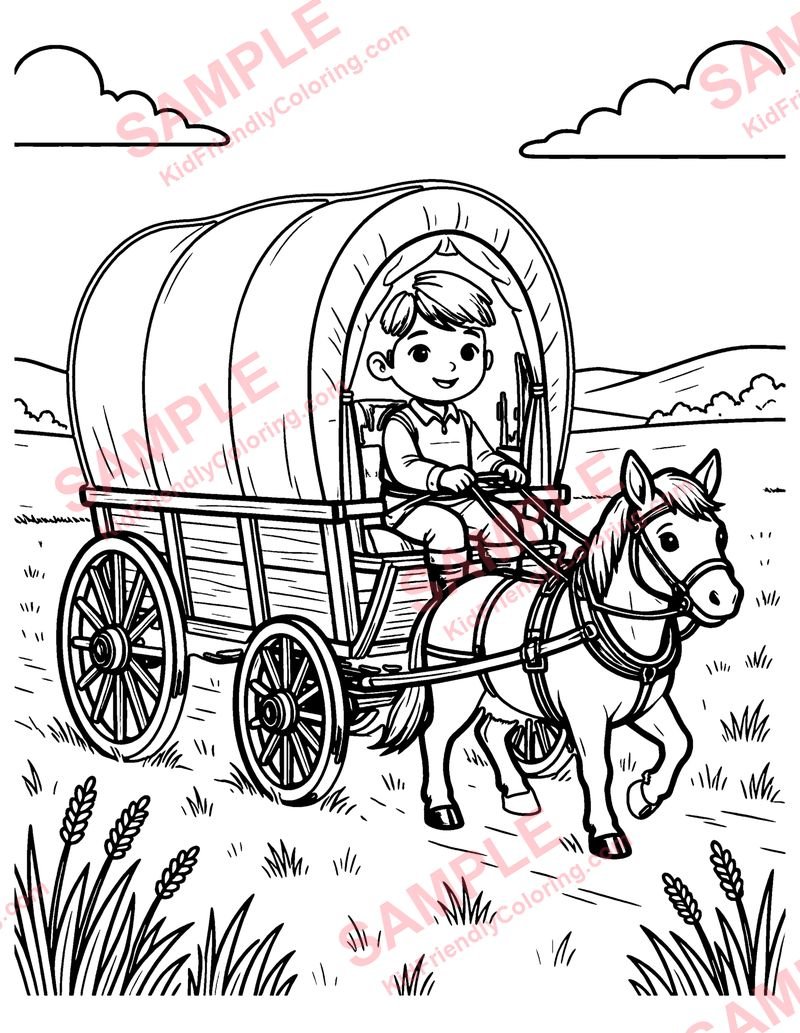 Covered Wagon coloring page preview