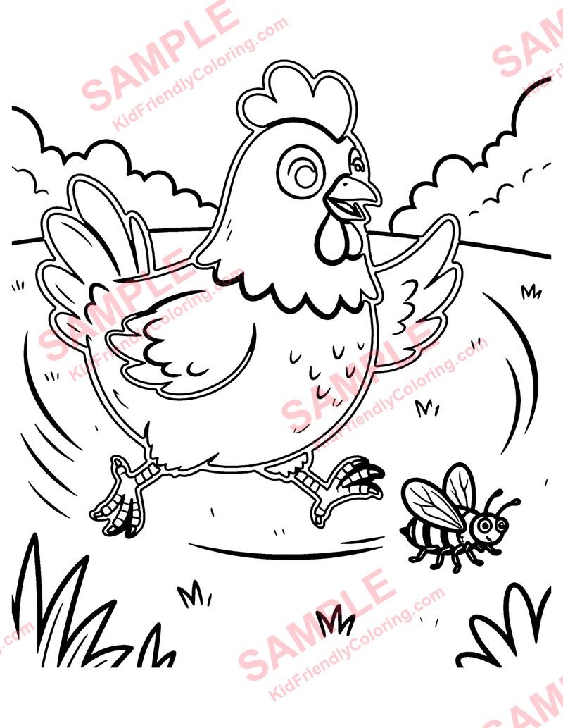 Crazy Chicken coloring page preview