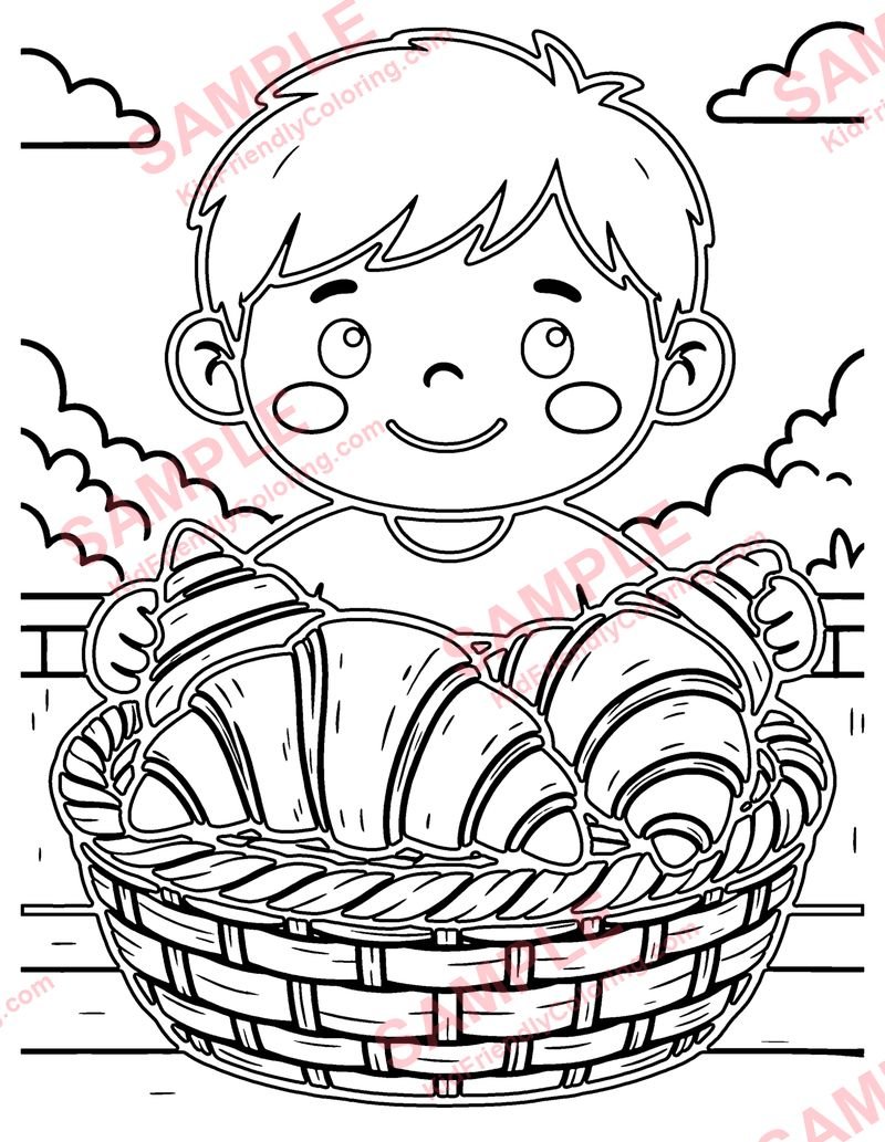 Croissants coloring page preview